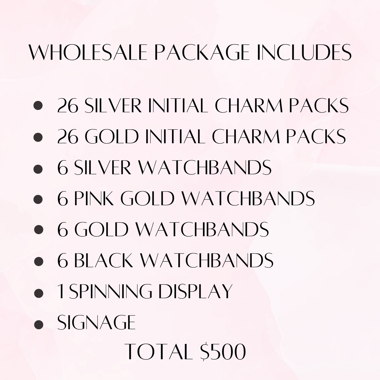 Wholesale Package Milanese Bands and Initial Charms