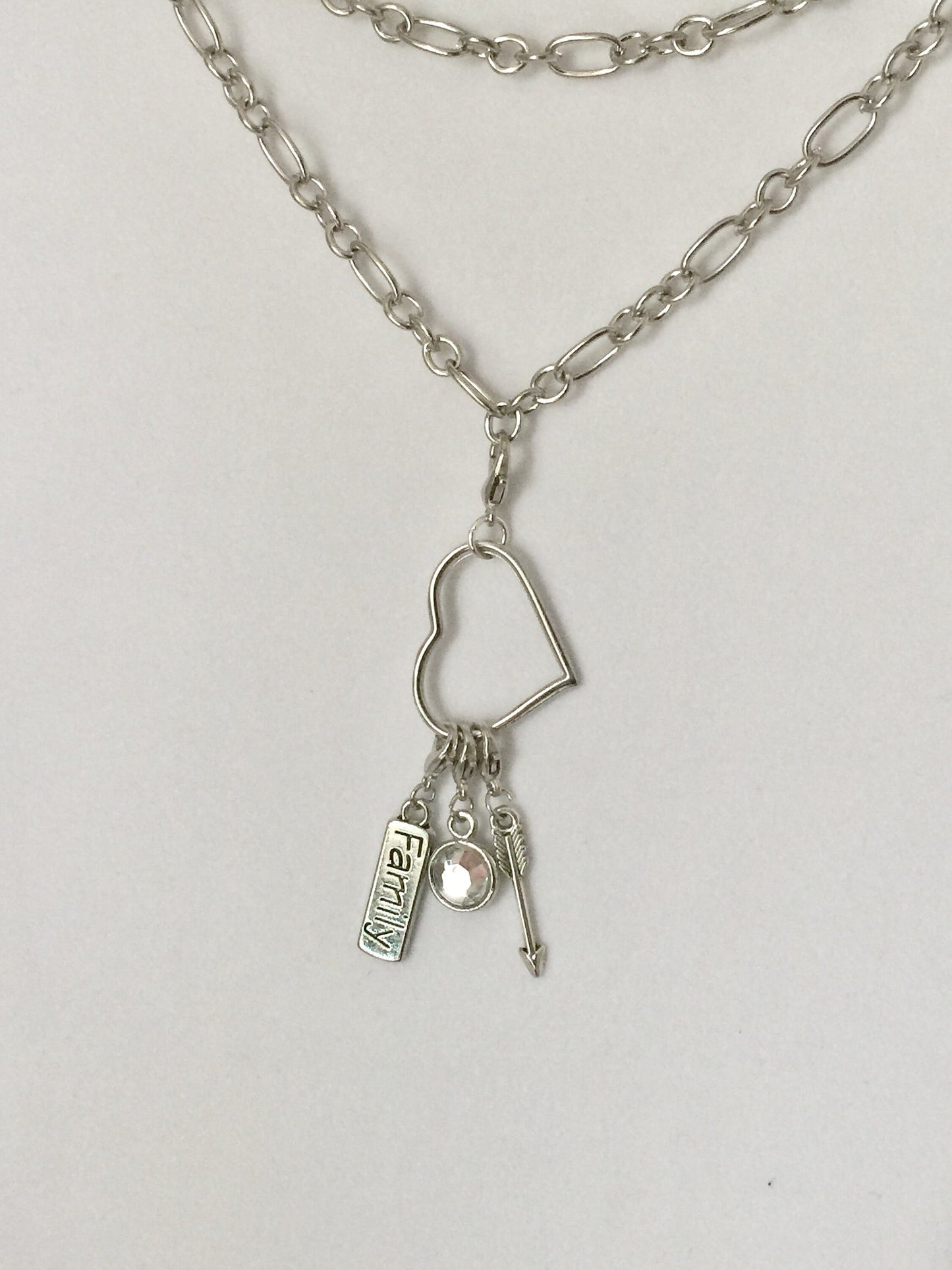 Charm Holder, Floating Heart, Interchangeable Charms, Charm Necklace