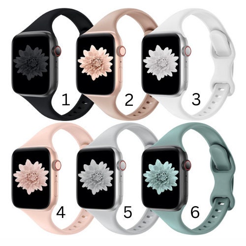 Narrow Neutral Apple Watchband, Apple Watchband, Silicone Apple Band, Skinny Watchband, Black Watchband