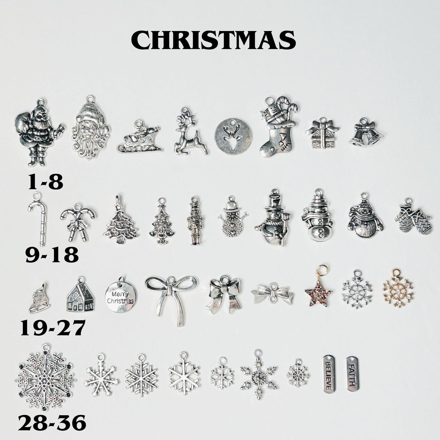 Add Ons - Christmas/Winter Charms, Silver Plated Charms, Charm Personalization
