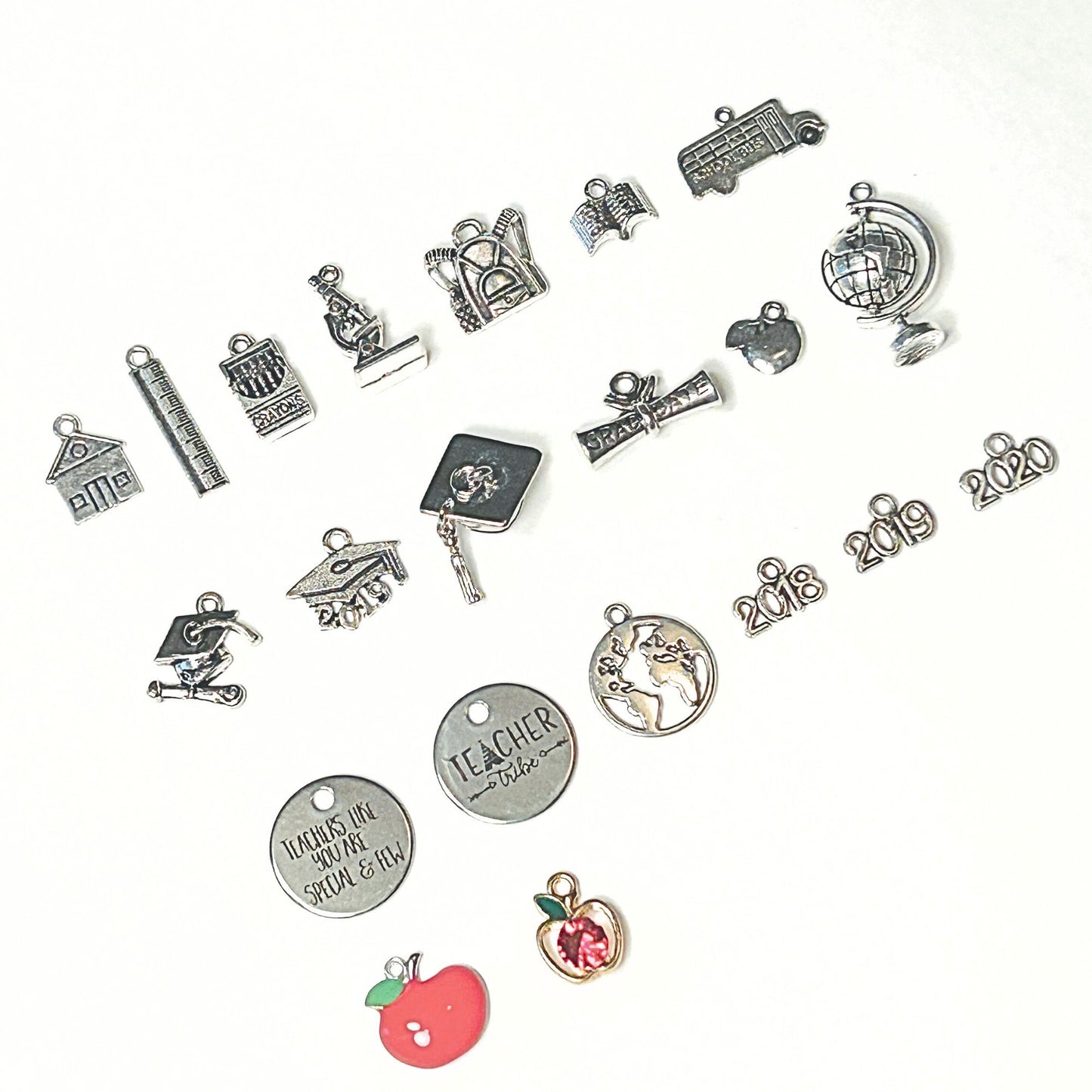 Add Ons - Educational/School Charms, Silver Plated Charms, Charm Personalization