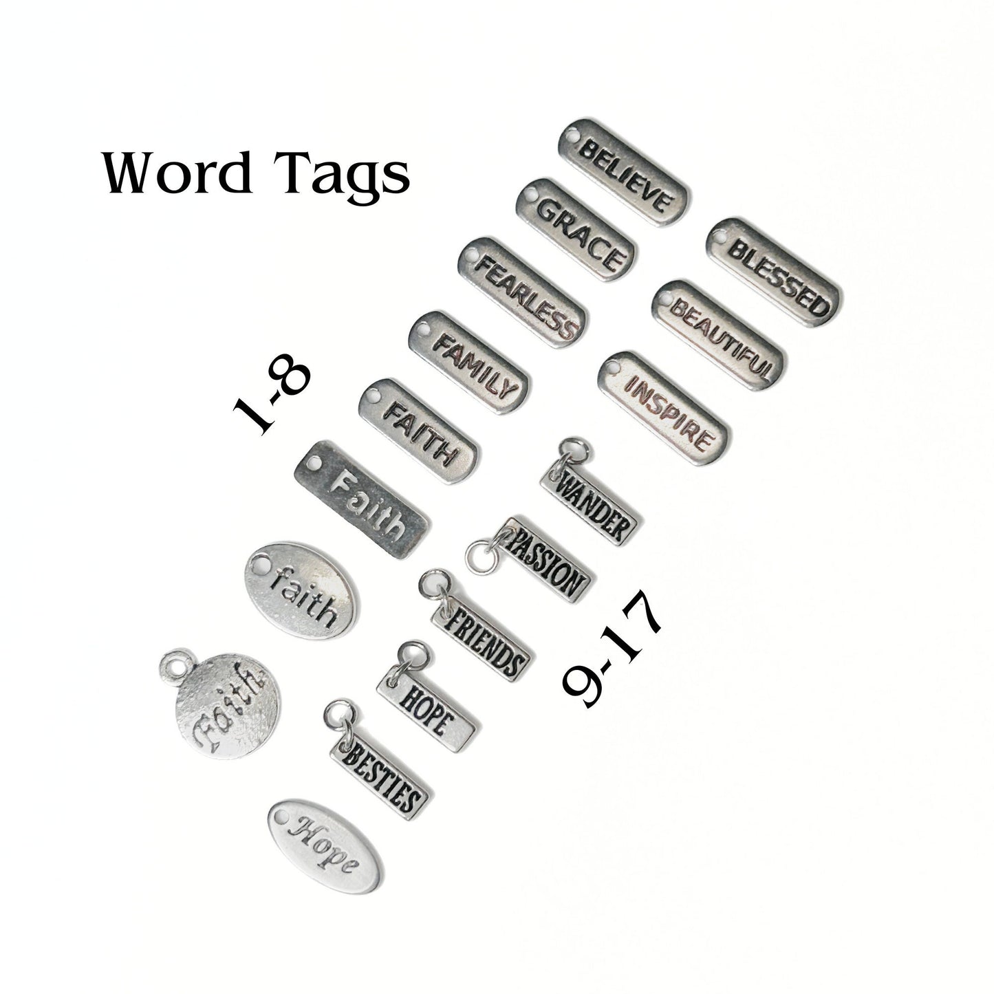 Add Ons - Word Charms, Silver Plated Charms, Charm Personalization