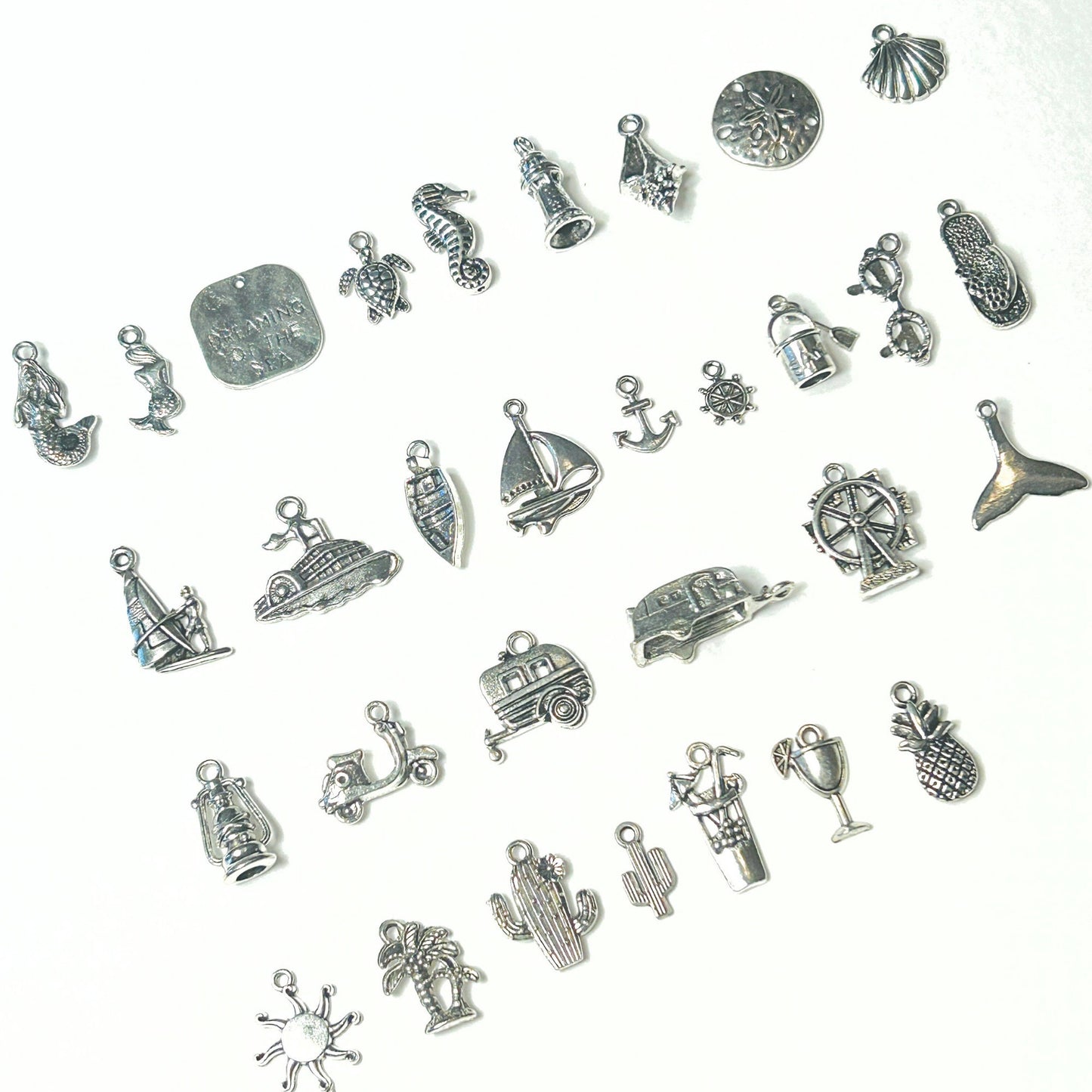 Add Ons - Summer/Vacation Charms, Silver Plated Charms, Charm Personalization
