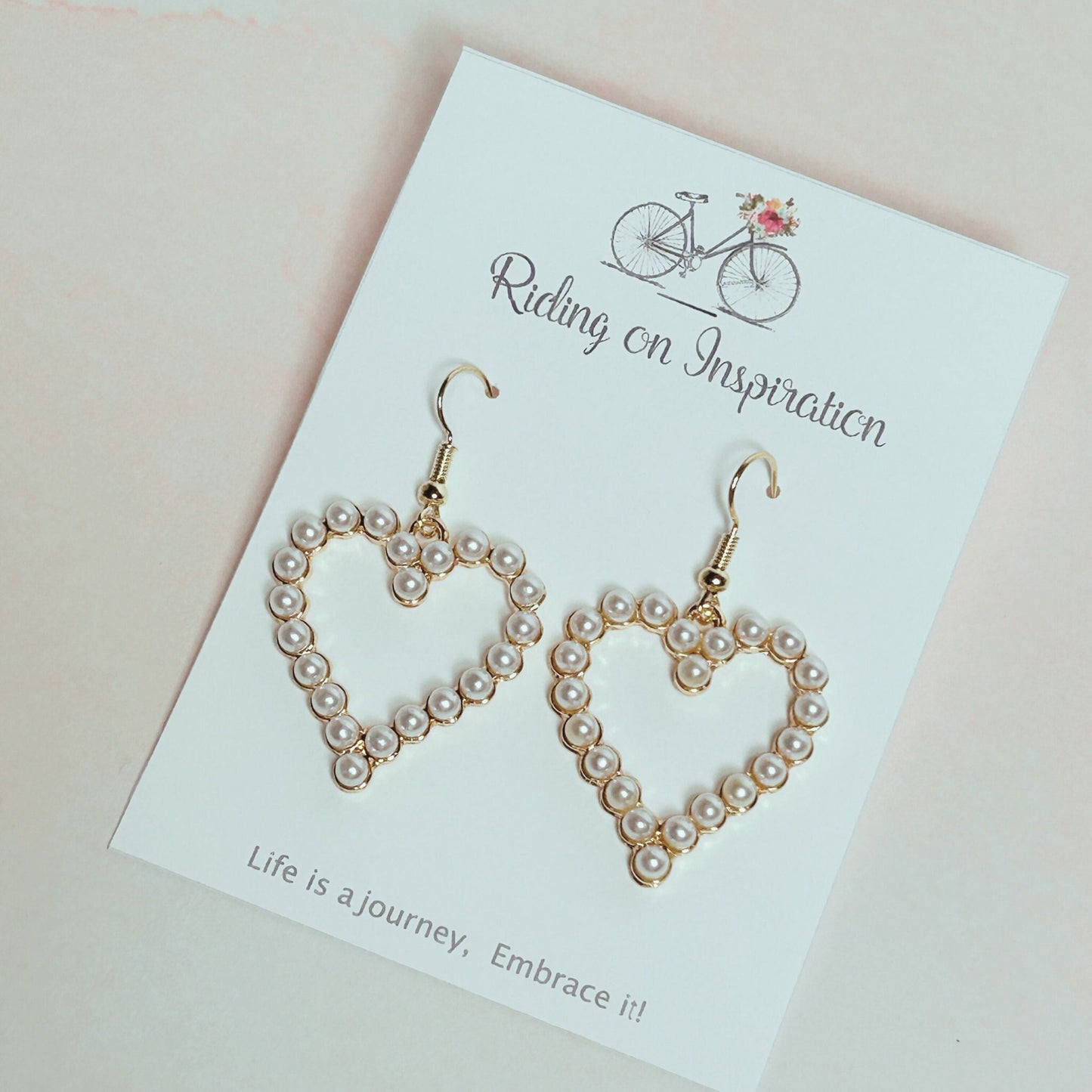 Pearl Heart Earrings, Gold Heart Earrings, Valentines Jewelry