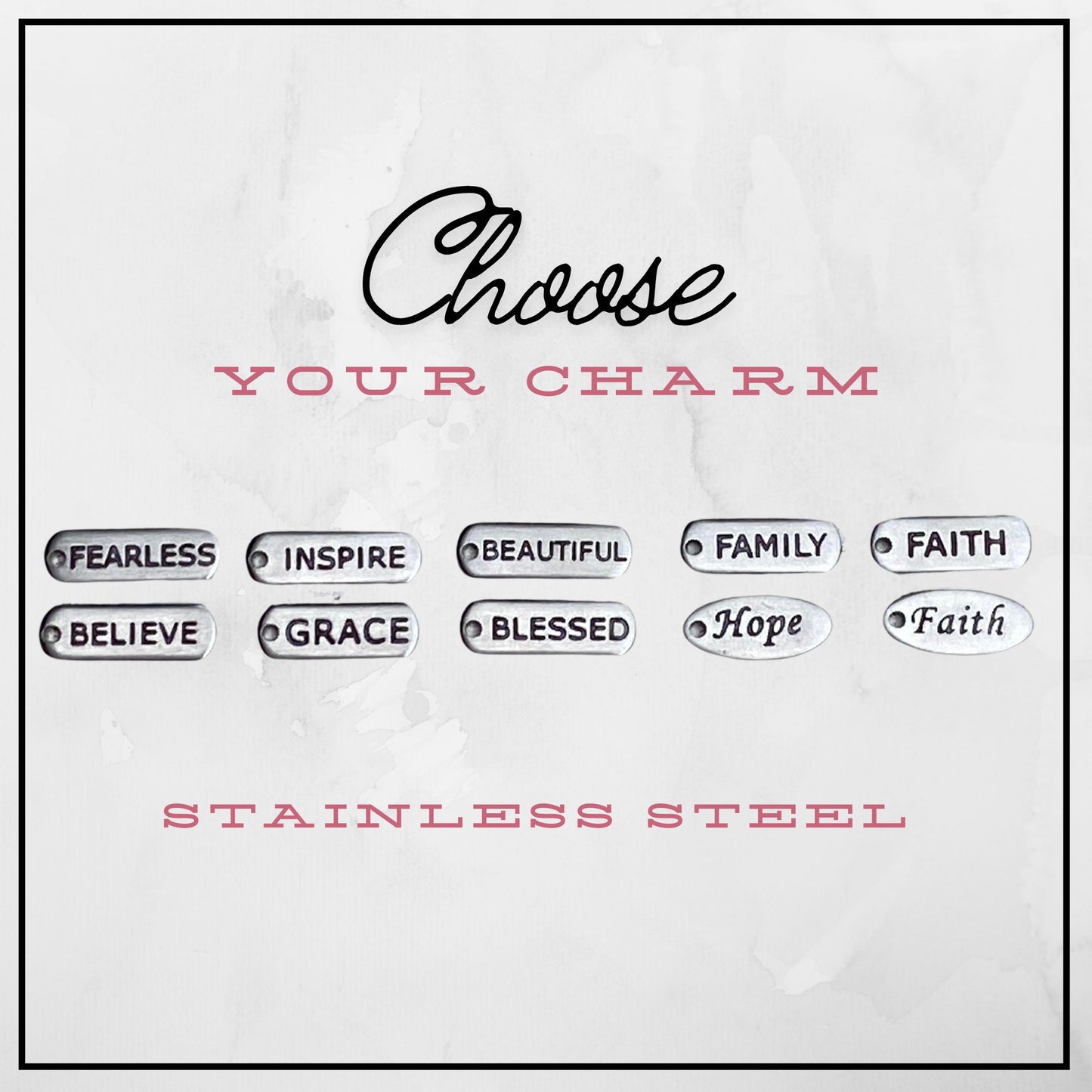 Silver Inspirational Word Milanese Watchband and Charm Set for Apple Watches