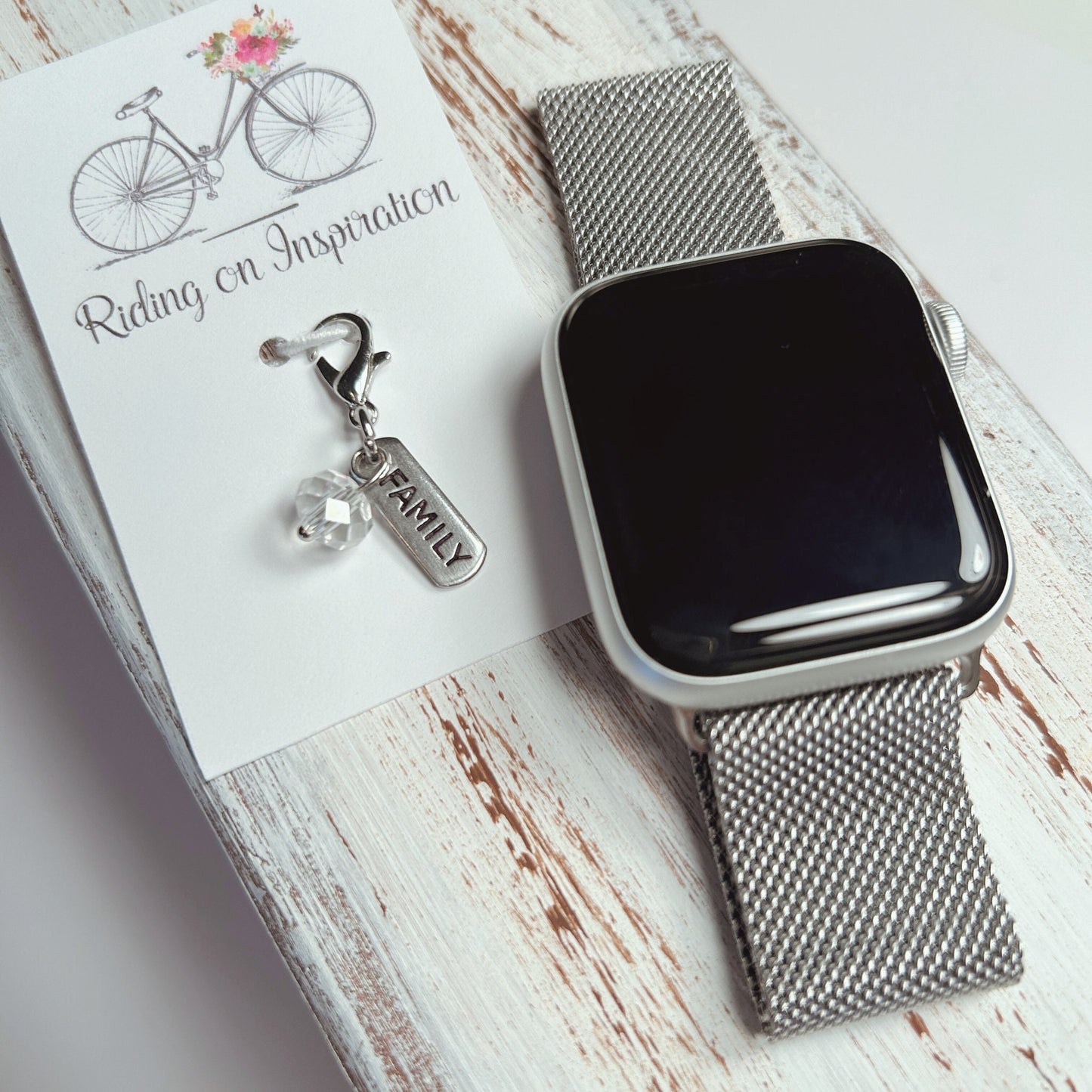 Silver Inspirational Word Milanese Watchband and Charm Set for Apple Watches