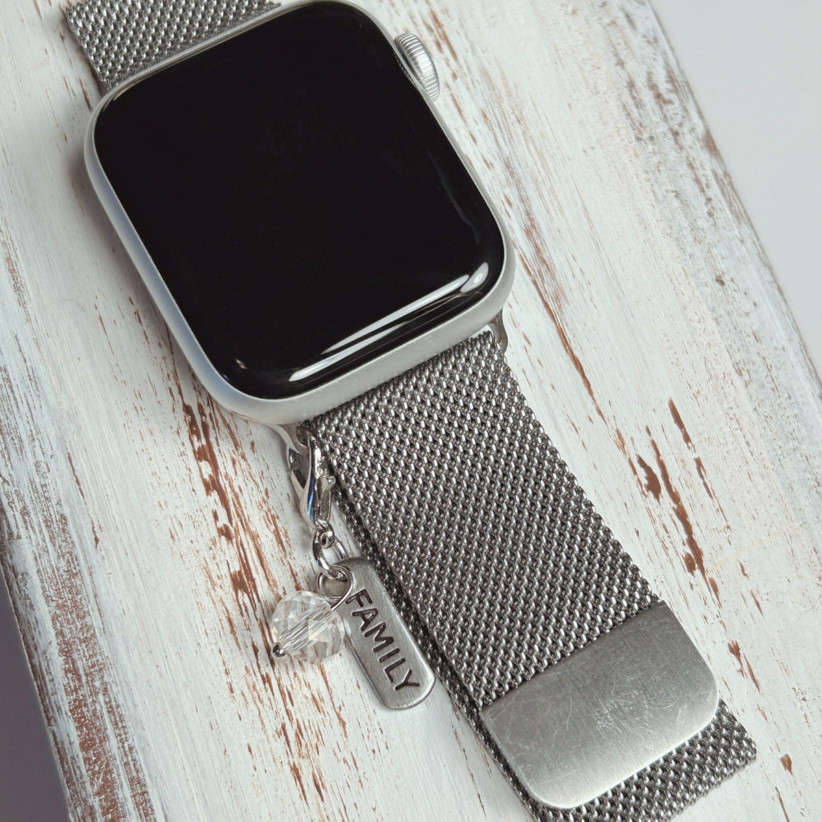 Silver Inspirational Word Milanese Watchband and Charm Set for Apple Watches