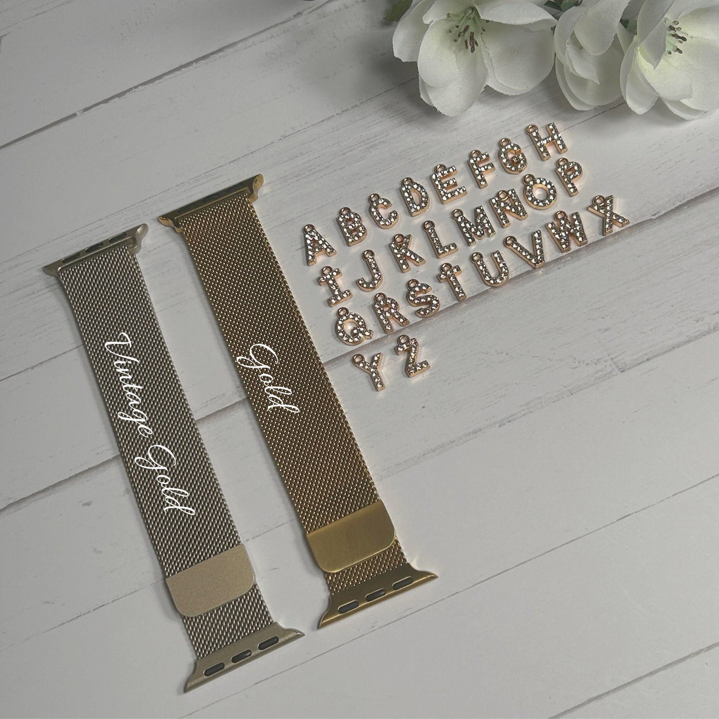 Choose your Charm Set, Initial Watchband Charms for Milanese Loop Style Watchbands, Personalized Jewelry, Custom Watchband
