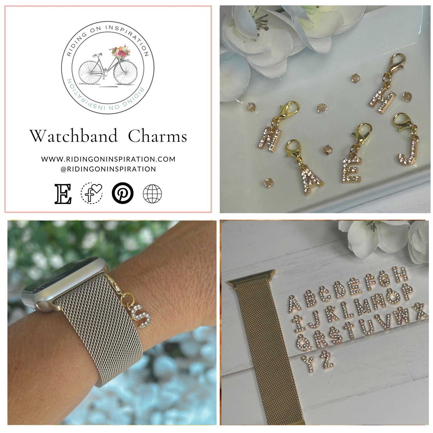 Choose your Charm Set, Initial Watchband Charms for Milanese Loop Style Watchbands, Personalized Jewelry, Custom Watchband