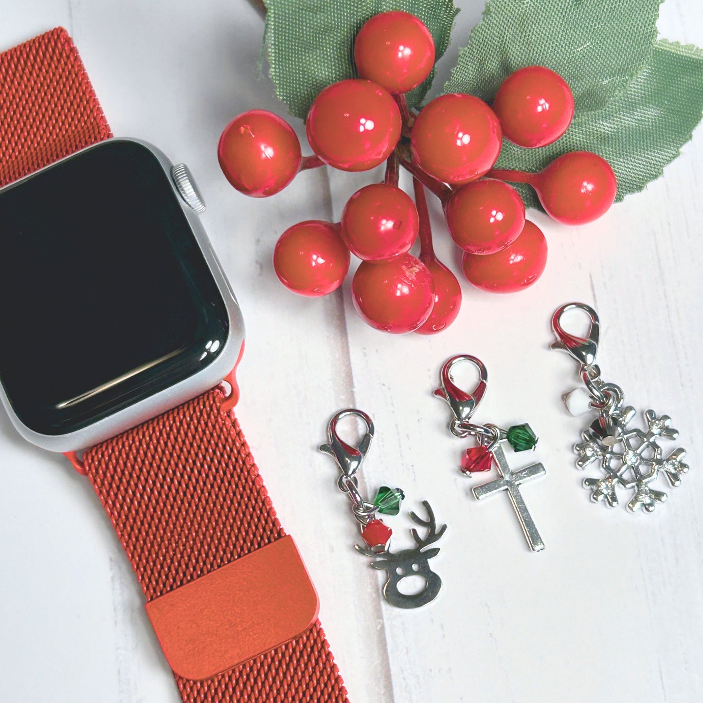 Christmas Holiday Watchband and Charm Set for Apple Watches