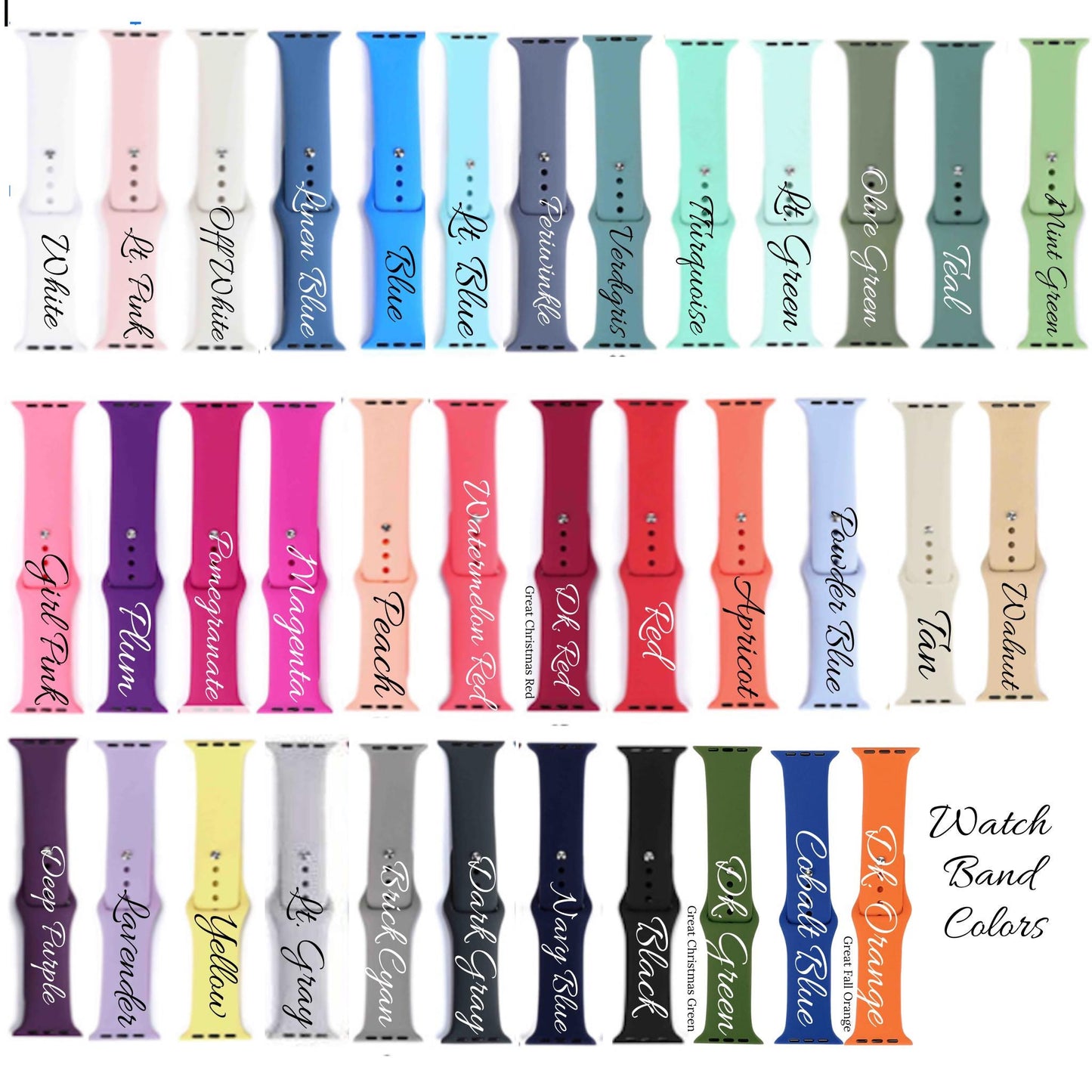 Solid Color Apple Watchbands With or Without an Added Custom Hole for Charms