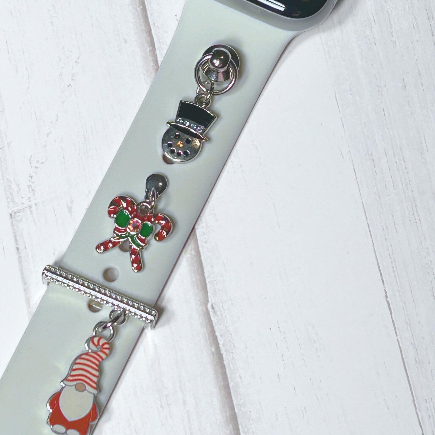 Christmas Watchband Charms SILVER PLATED, Watch Charms, Watchband Studs, Bars, Apple Watch Charms, Holiday Jewelry, Apple Watchbands