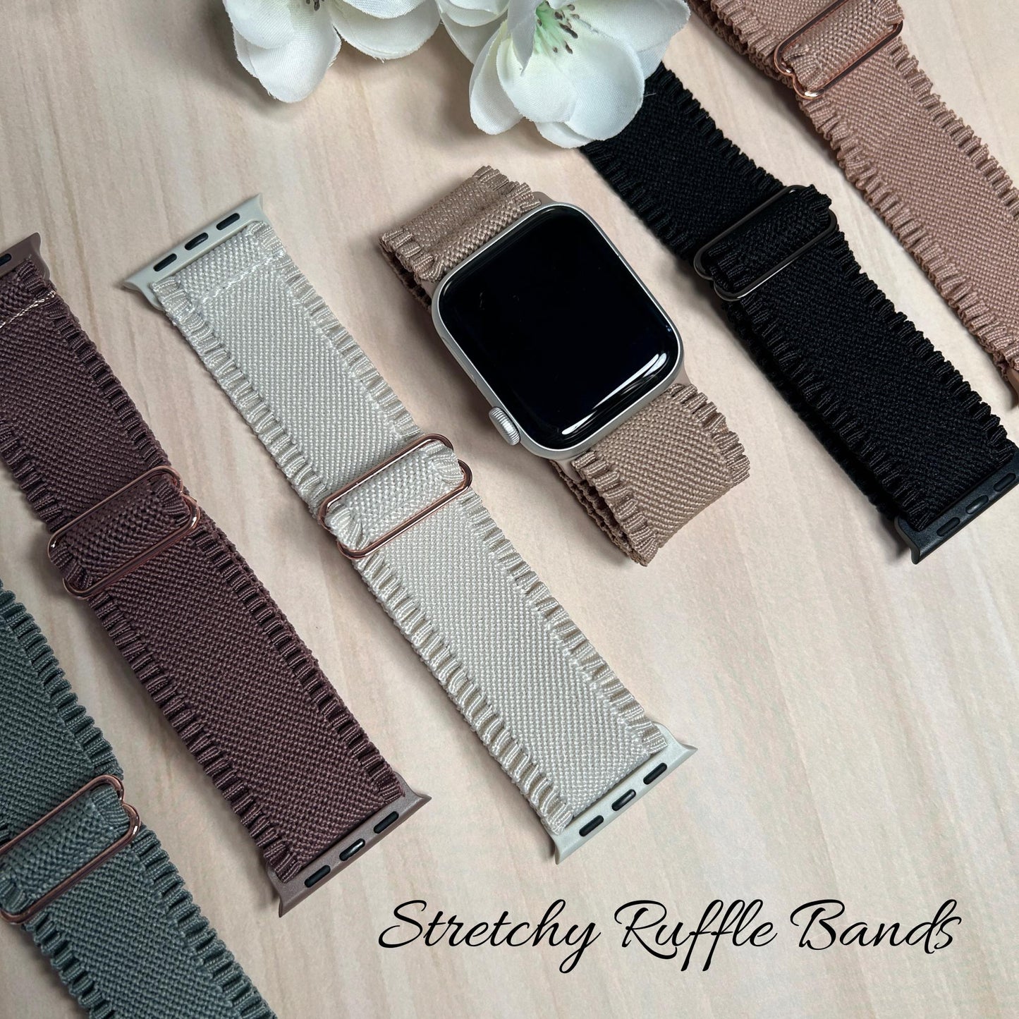 Stretch Ruffle Apple Watchbands - 38/40/41mm - Boho Chic Style