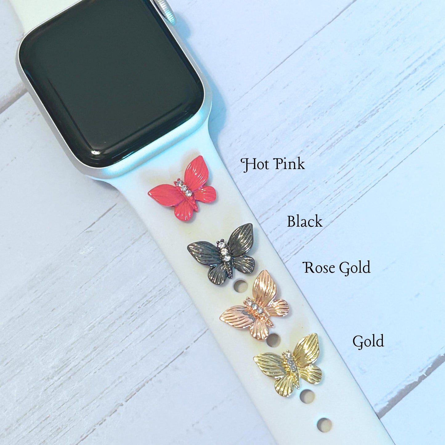 Butterfly Stud Watch Charm, Watchband Jewelry, Butterfly Jewelry, Apple Watchband, Samsung Galaxy Watchband, Fitbit, Garmin