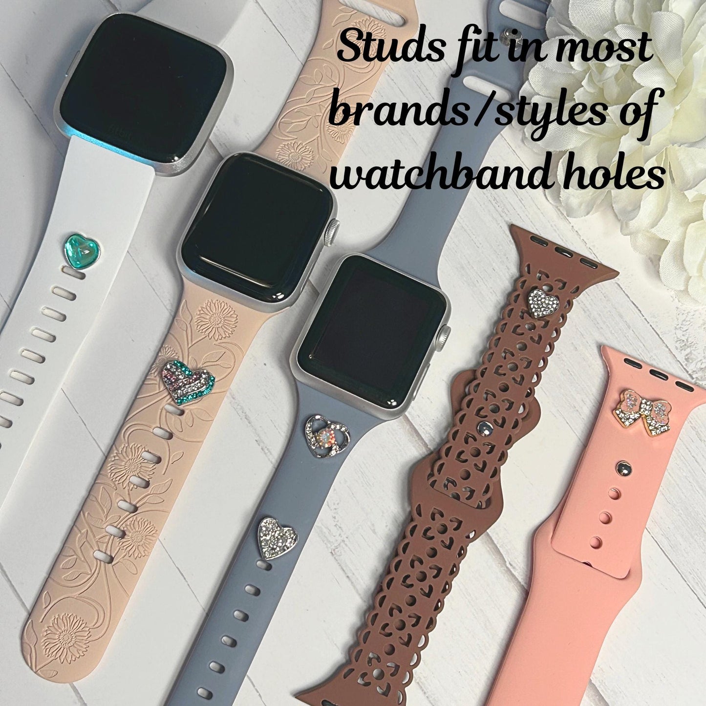Rhinestone Cross Stud Watch Charm, Watchband Jewelry, Christian Jewelry, Apple Watchband, Samsung Galaxy Watchband, Fitbit, Garmin