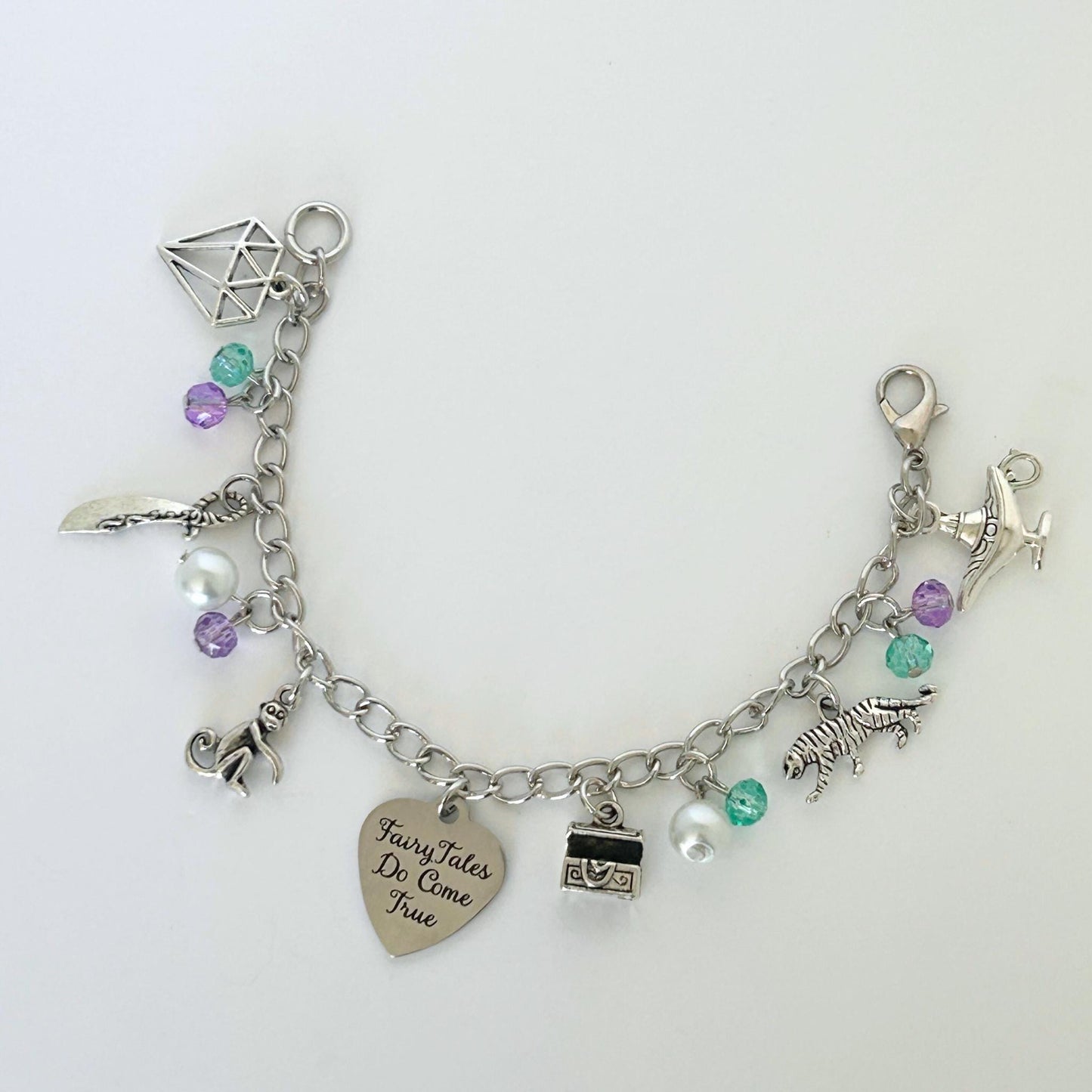 A Boy With a Magic Genie Fairytale Charm Bracelet, Princess Charm Bracelet, Animated Film Jewelry, Princess Jewelry