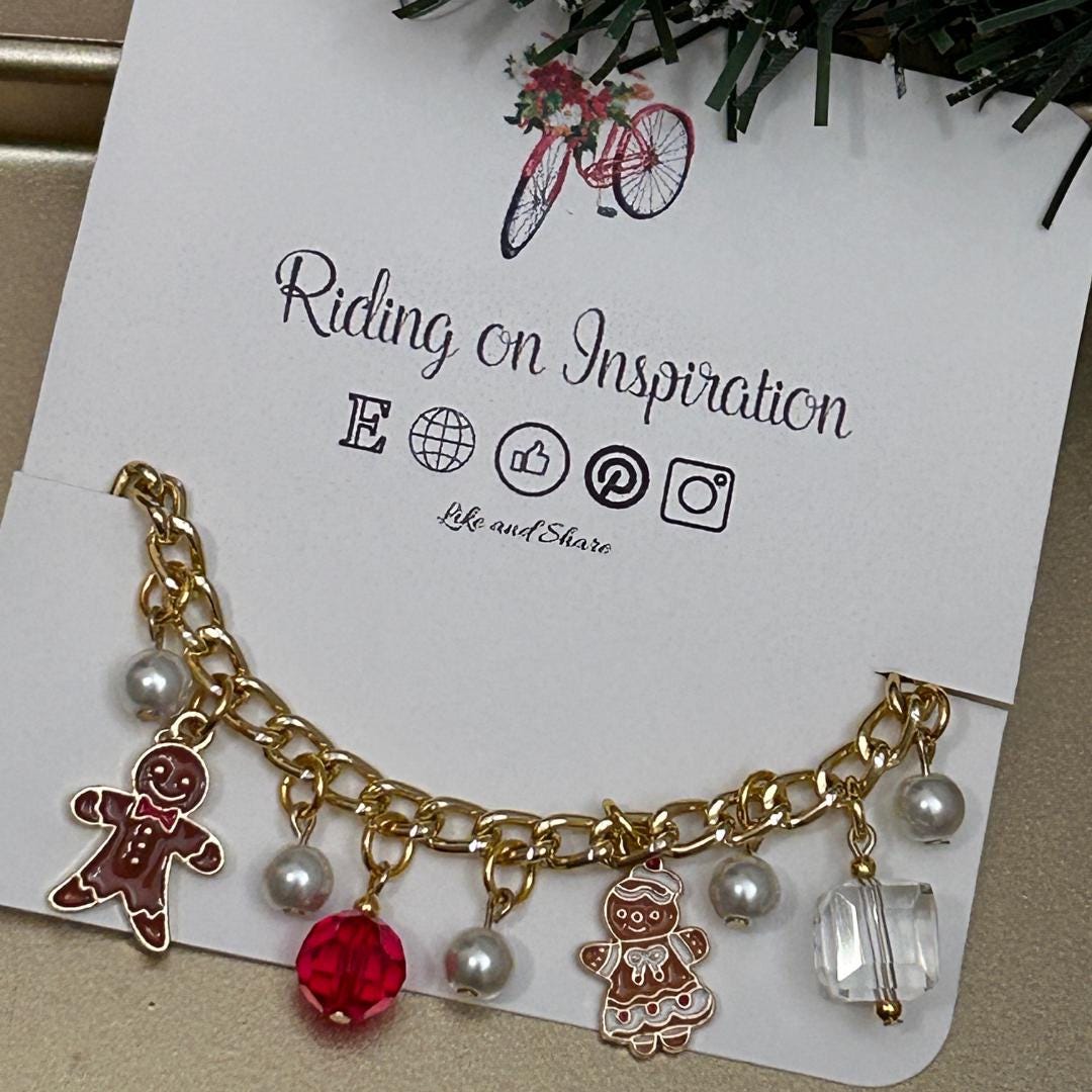 Gingerbread Couple Christmas Charm Bracelet