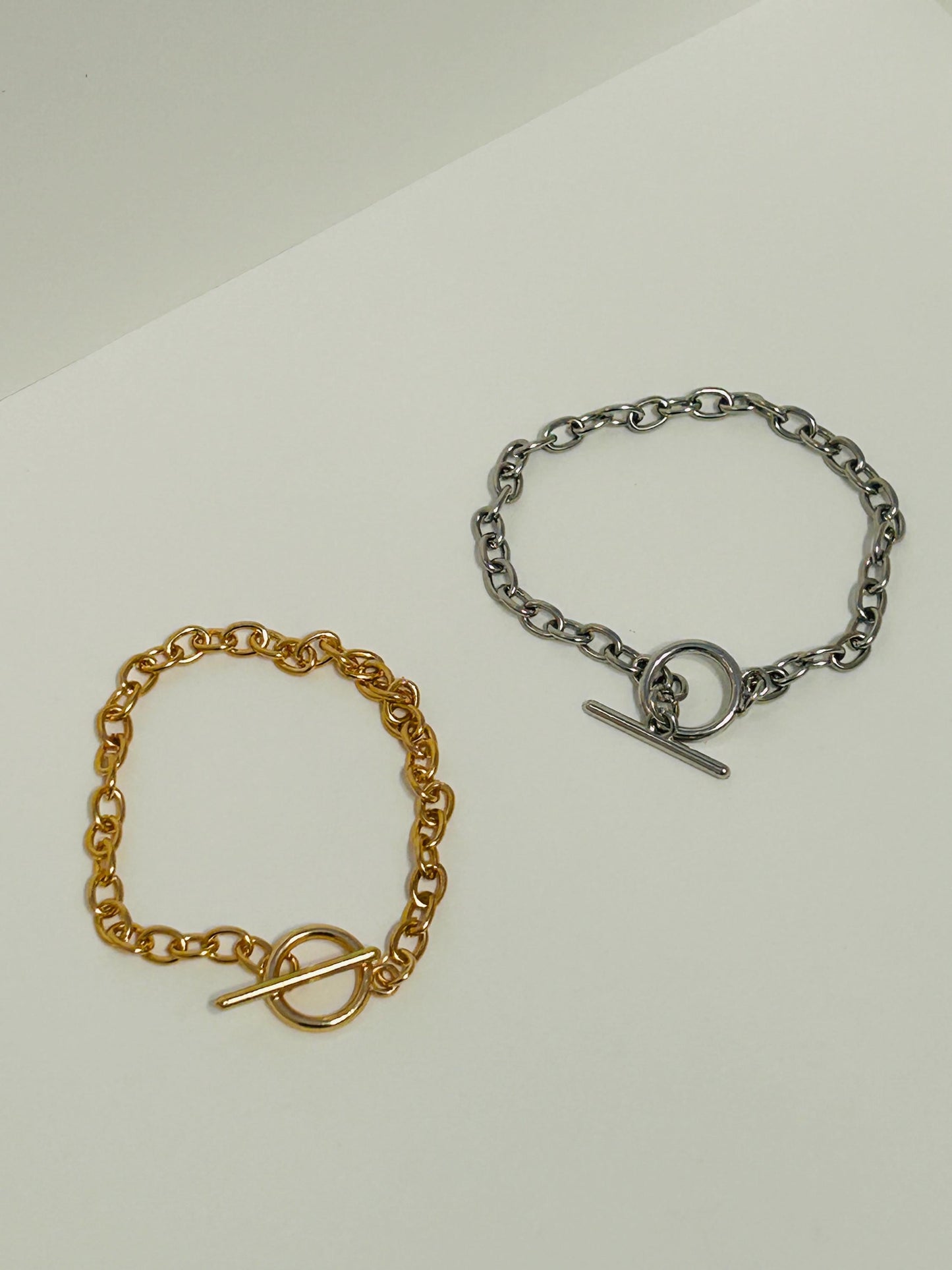 Stainless Steel Charm Bracelet in Silver or Gold