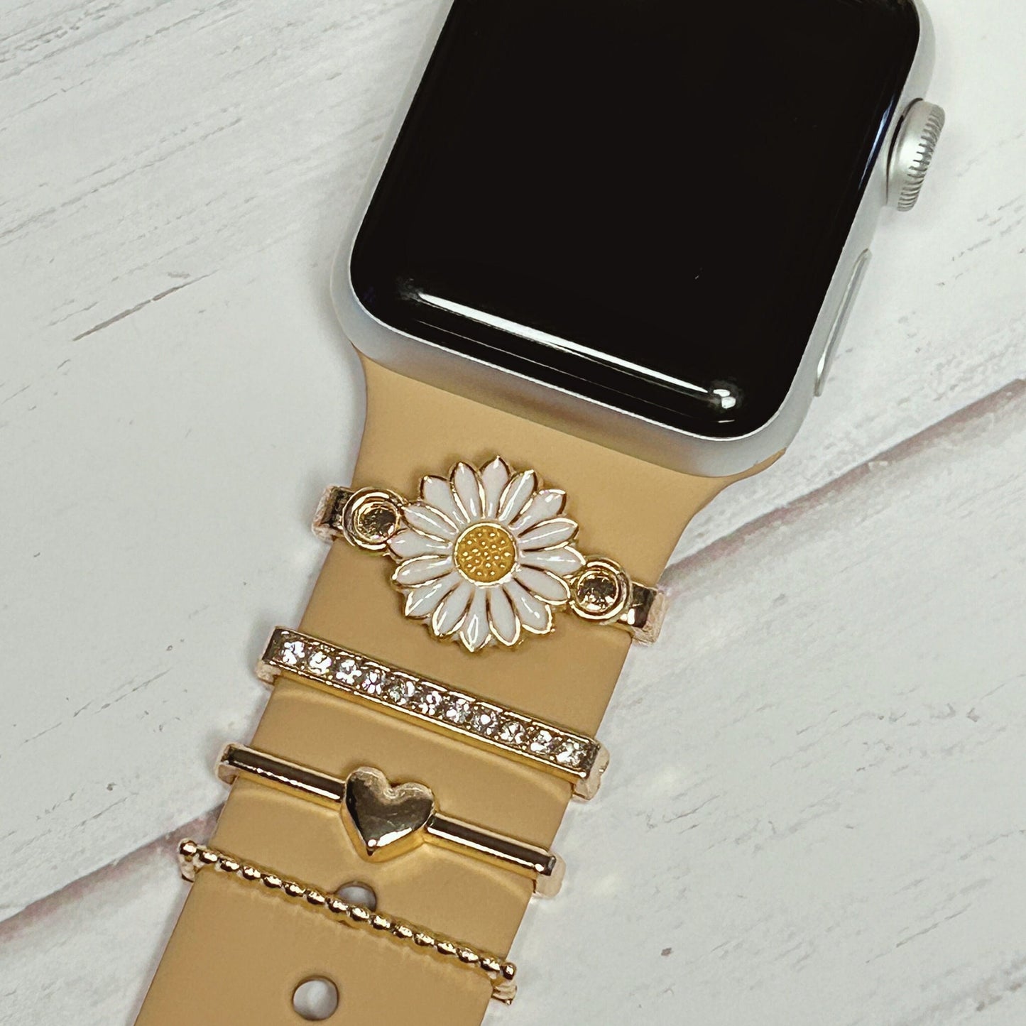 Stackable Watchband Charms, Flower Watch Bars, Apple Watch Band Accessories, Gift, Watch Jewelry