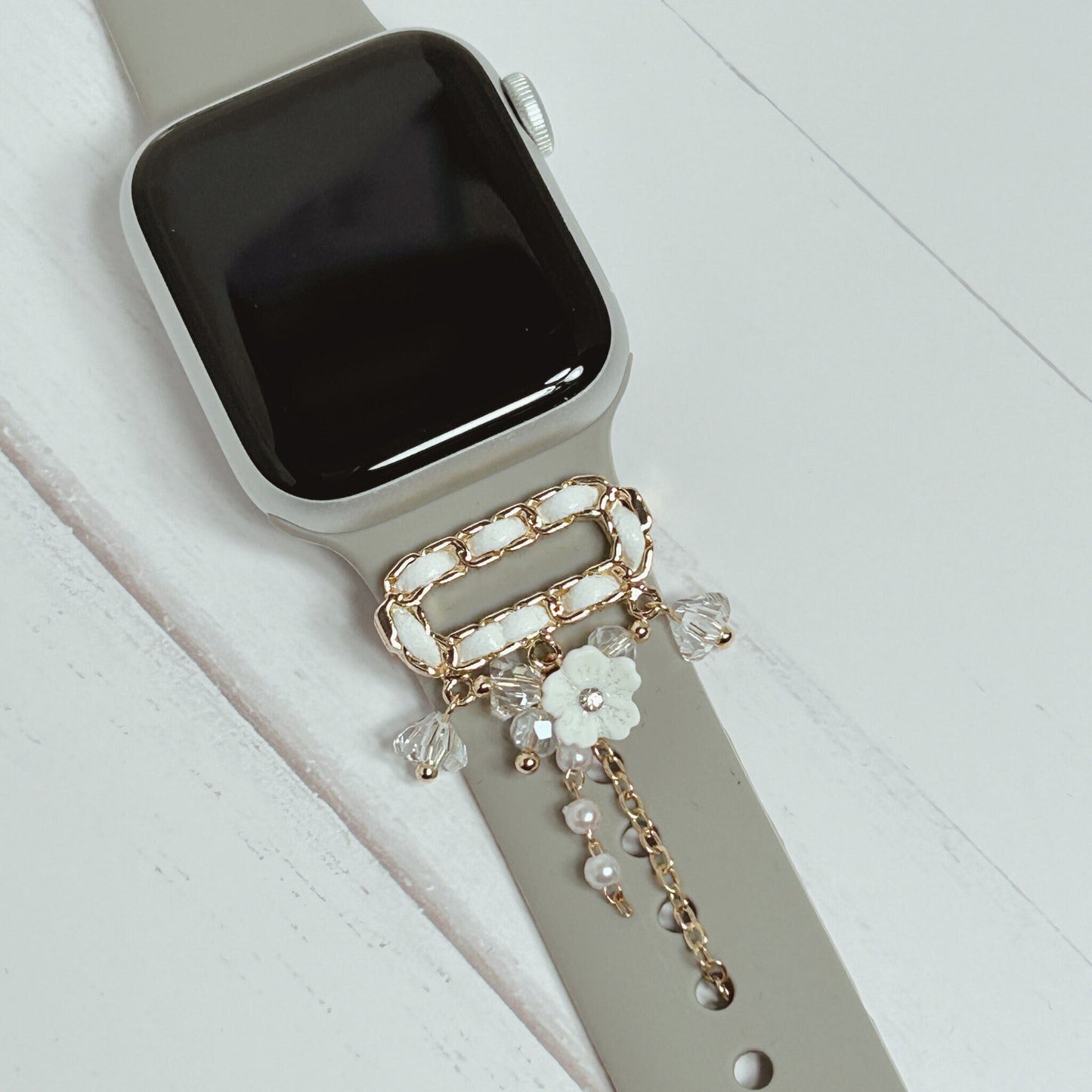 Pearl, Crystal Dangle Watchband Bar, Watch Charms, Watchband Jewelry, Womens Watchbands