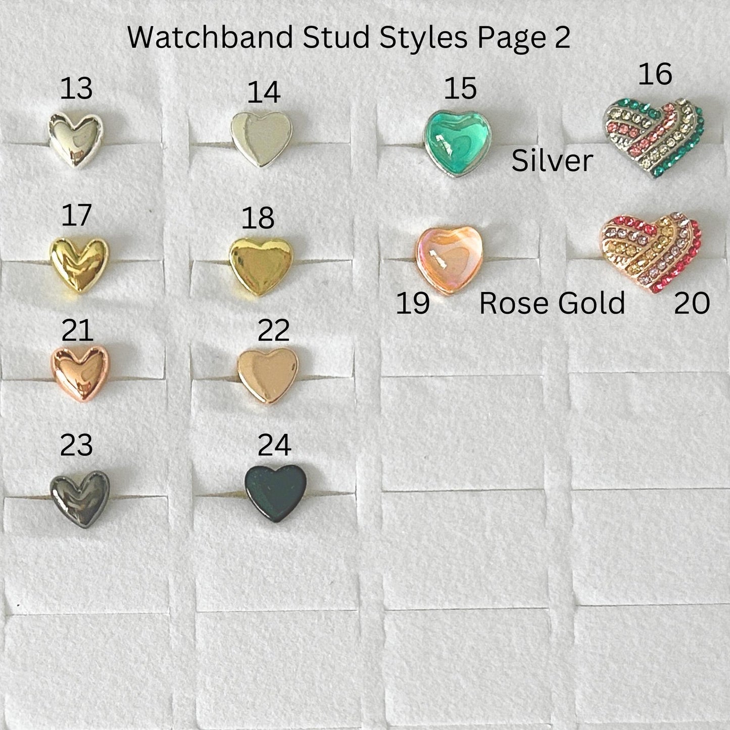 Universal Heart Stud Watchband Charms