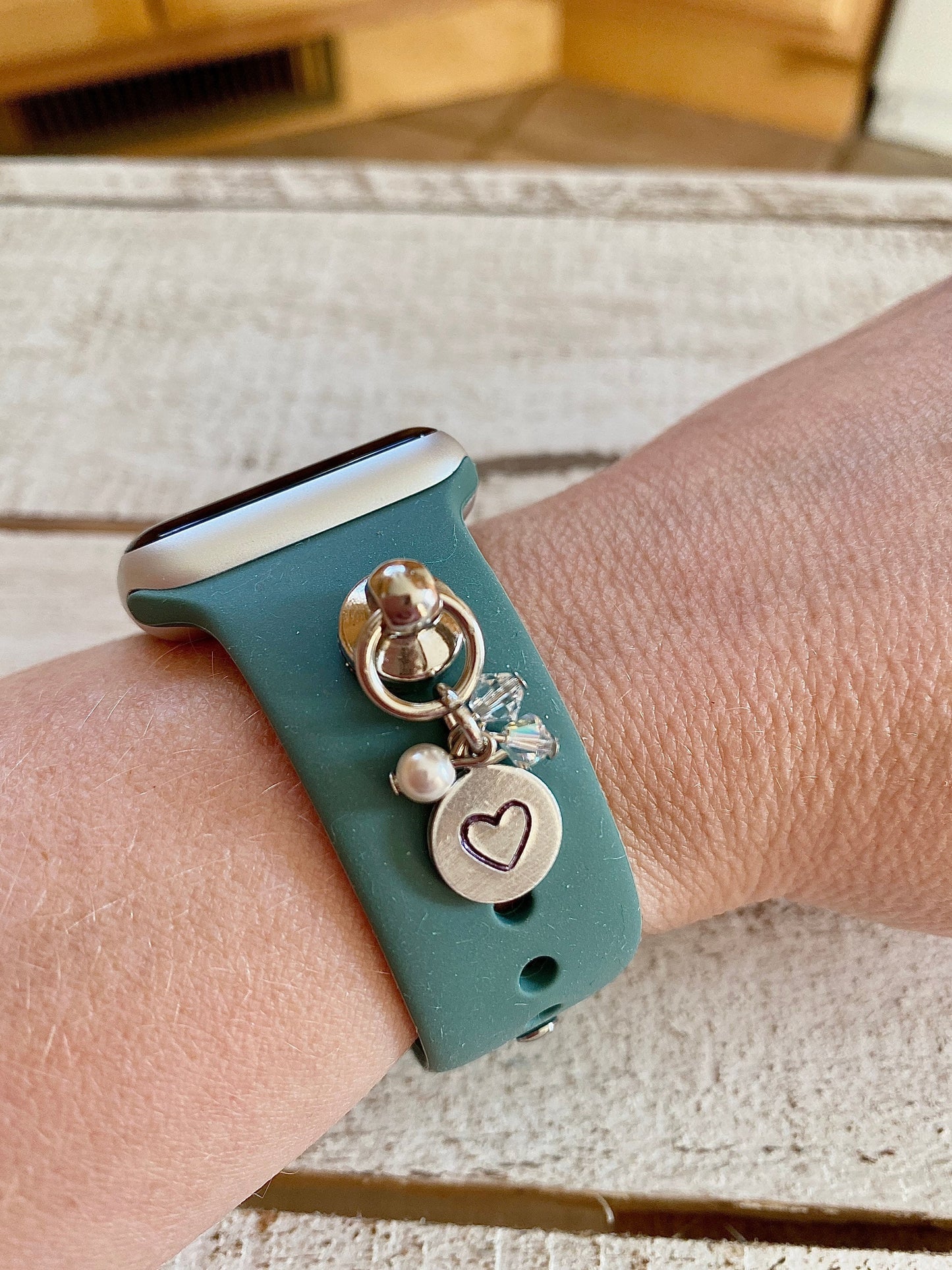 Hand Stamped Custom Apple Watch Band, Watch Charms, Compatible with all Apple Models