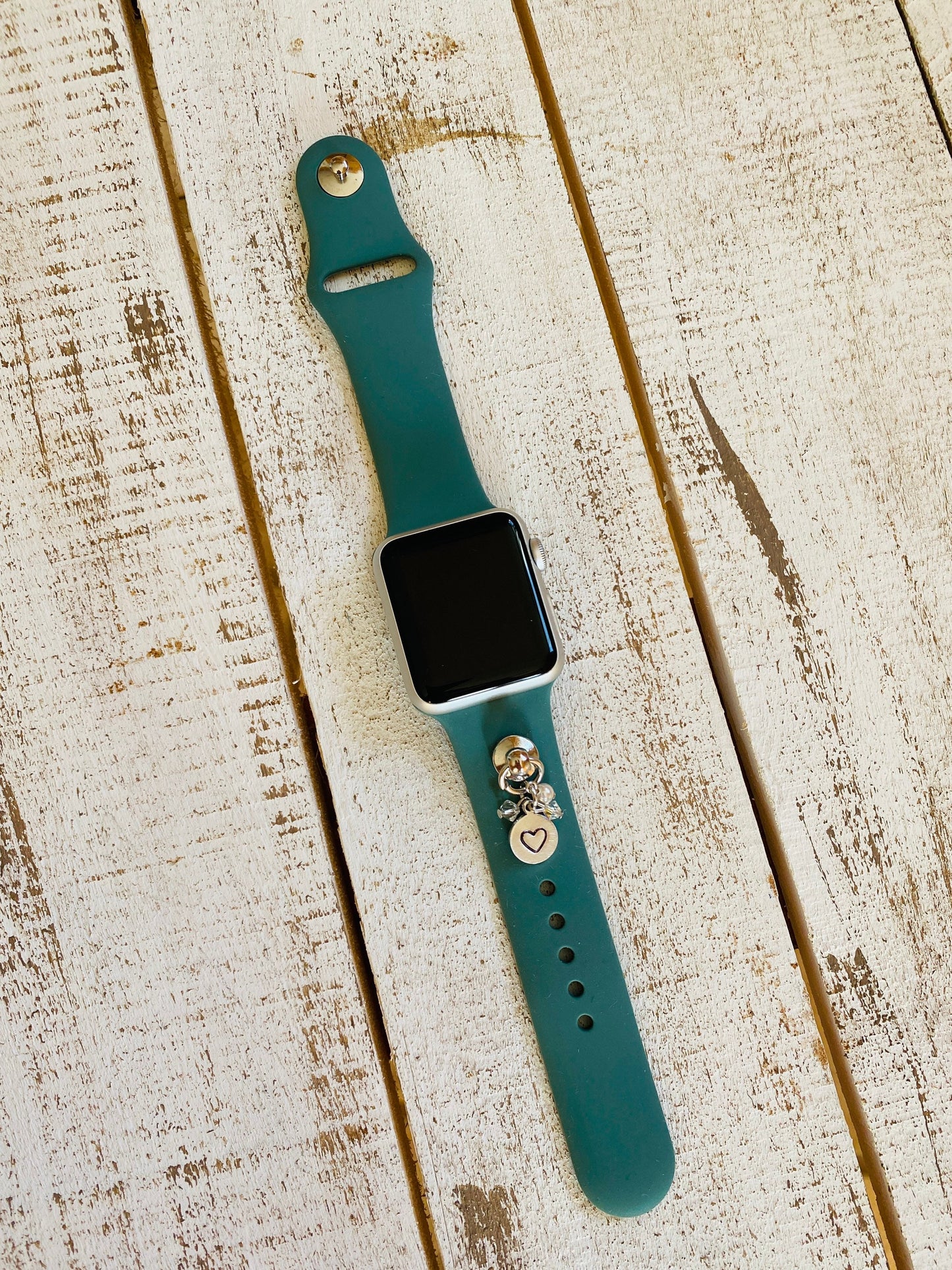 Hand Stamped Custom Apple Watch Band, Watch Charms, Compatible with all Apple Models