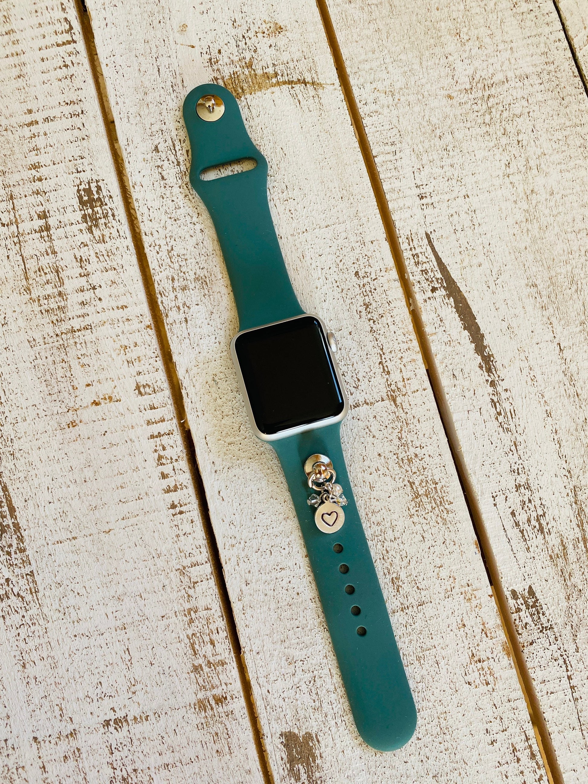 Hand Stamped Custom Apple Watch Band, Watch Charms, Compatible with all Apple Models