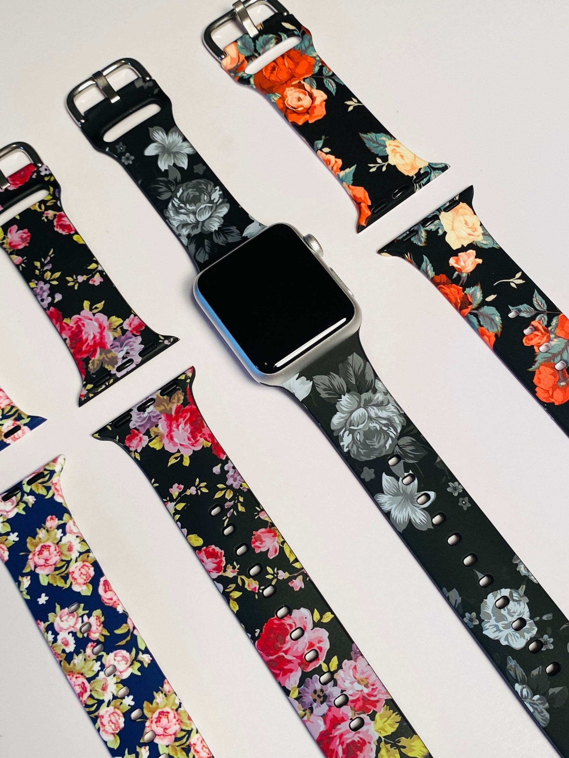 38/40/41mm Floral Watch Band, Compatible with Apple Watches, Apple Watch Series 1-7 Bands, Iwatch