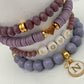 Lavender and Gold Stack Bracelets/Stretch Bracelets/Layering Bracelets/Boho Jewelry/Handmade Gemstone Bracelets