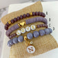 Lavender and Gold Stack Bracelets/Stretch Bracelets/Layering Bracelets/Boho Jewelry/Handmade Gemstone Bracelets