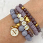 Lavender and Gold Stack Bracelets/Stretch Bracelets/Layering Bracelets/Boho Jewelry/Handmade Gemstone Bracelets