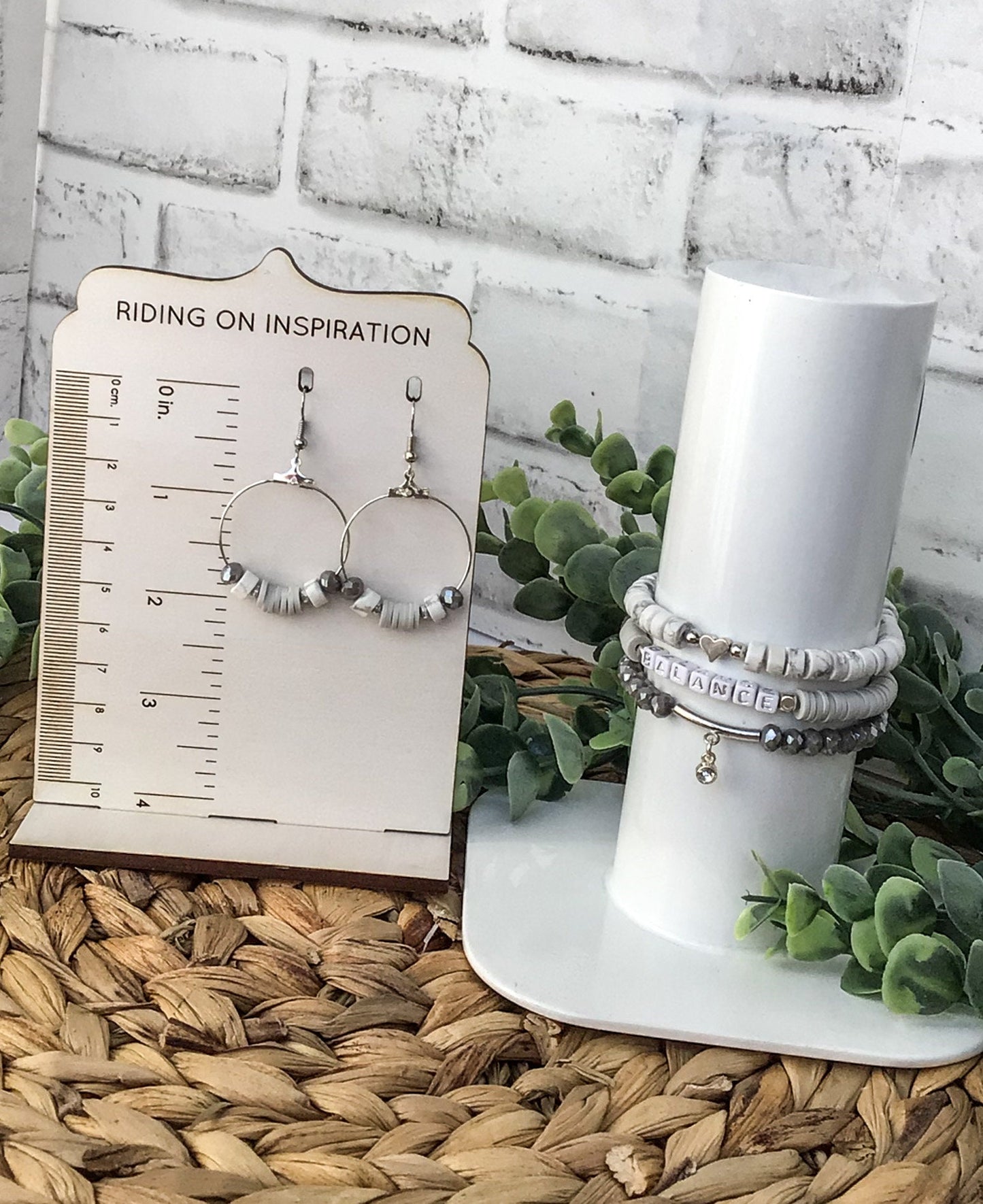 Gray and White Stack Bracelets/Stretch Bracelets/Layering Bracelets/Boho Jewelry/Handmade Gemstone Bracelets/Matching Set