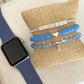 Blue and White Stack Bracelets/Stretch Bracelets/Layering Bracelets/Boho Jewelry/Handmade Bracelets/Apple Watch Accessory