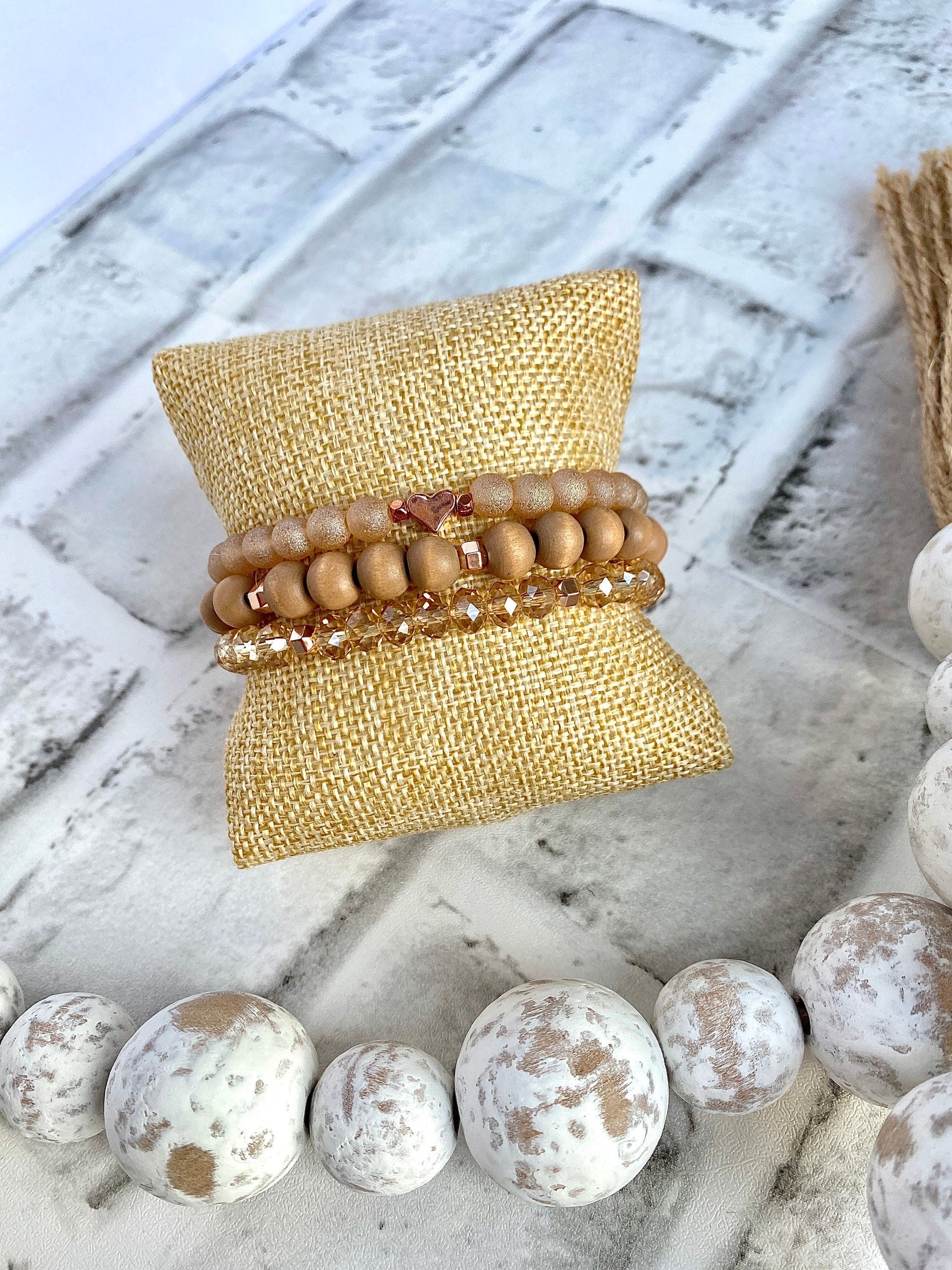 Rose Gold/Peach Stacking Bracelets/Stretch Bracelets/Layering Bracelets