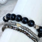 Black & Silver Stacking Bracelets/Stretch Bracelets/Layering Bracelets/Eclectic Style
