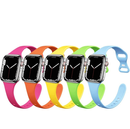 Neon Watchband Compatible with Apple Watch, Add Optional Hole for Charms, Narrow Smartwatch Band, 38mm, 40mm, 41mm, Series 1-7