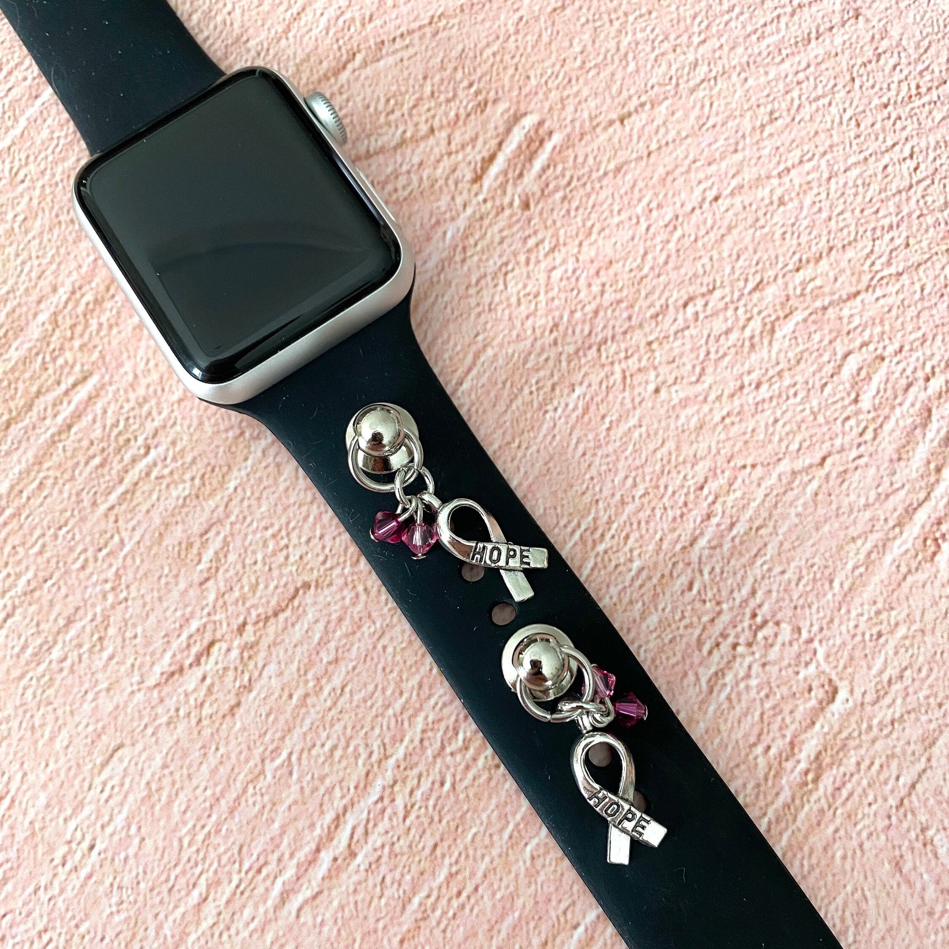 Breast Cancer Awareness Watchband Charms, Apple Watchband Charm, Breast Cancer Awareness Jewelry, Apple Watchbands