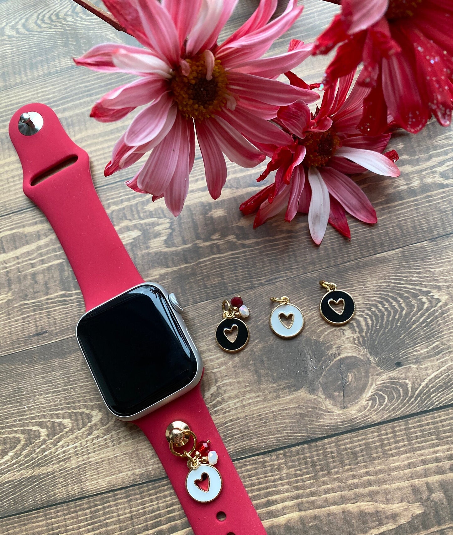 Heart Watch Band Charms, Watchband Studs, Bars, Apple Watch Charms, Personalized Jewelry, Heart Charm, SmartWatch Charm