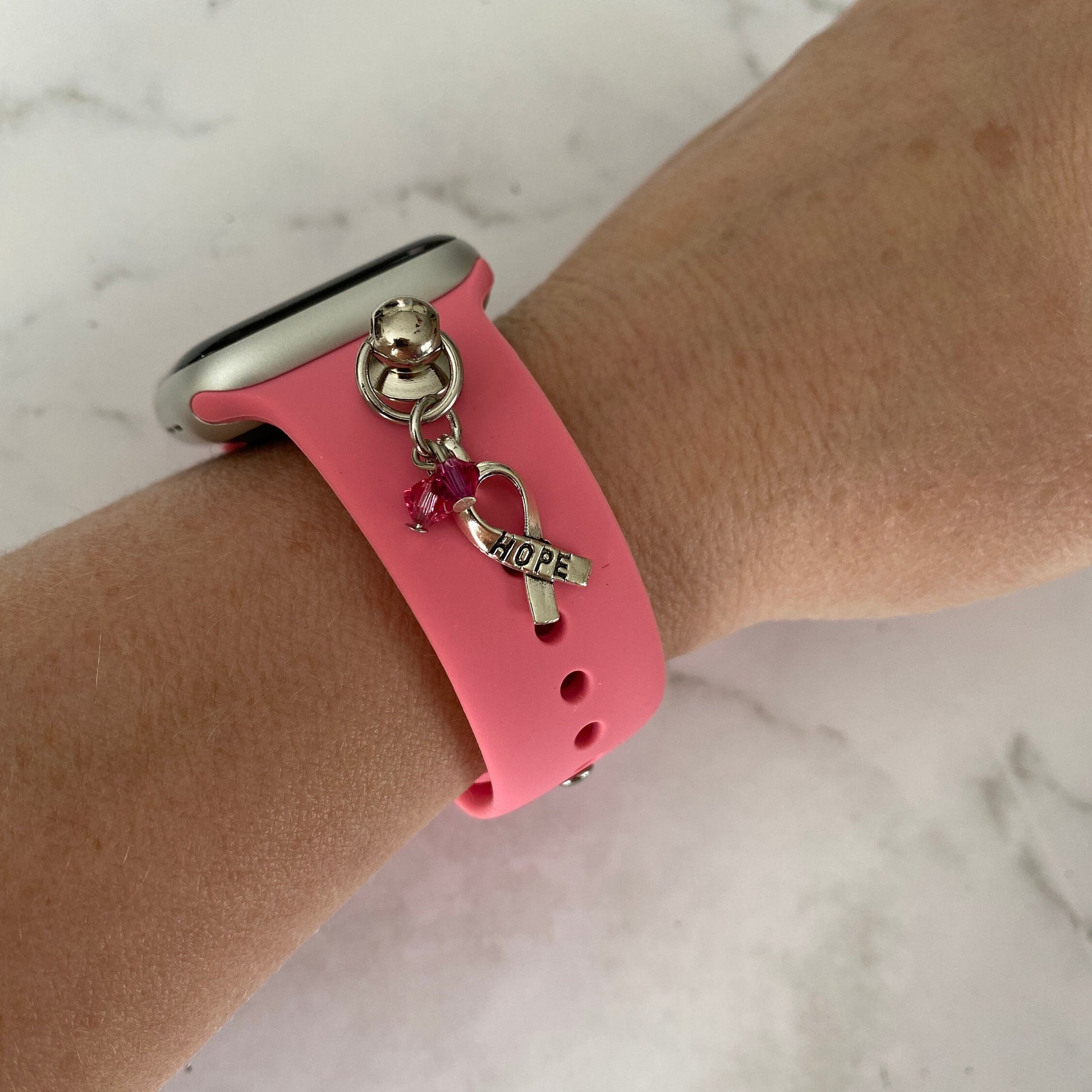 Breast Cancer Awareness Watchband Charms, Apple Watchband Charm, Breast Cancer Awareness Jewelry, Apple Watchbands