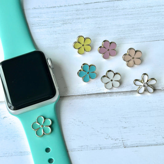 Flower Stud Watchband Charm, Floral Watchband, Watch Jewelry, Watch Studs, Apple Watchband, Summer Watchband, Samsung Galaxy, Garmin