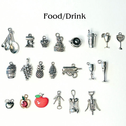 Add Ons - Food/Drinks Charms, Silver Plated Charms, Charm Personalization