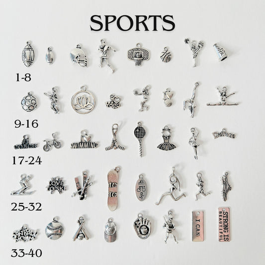 Add Ons - Sports Charms, Silver Plated Charms, Charm Personalization