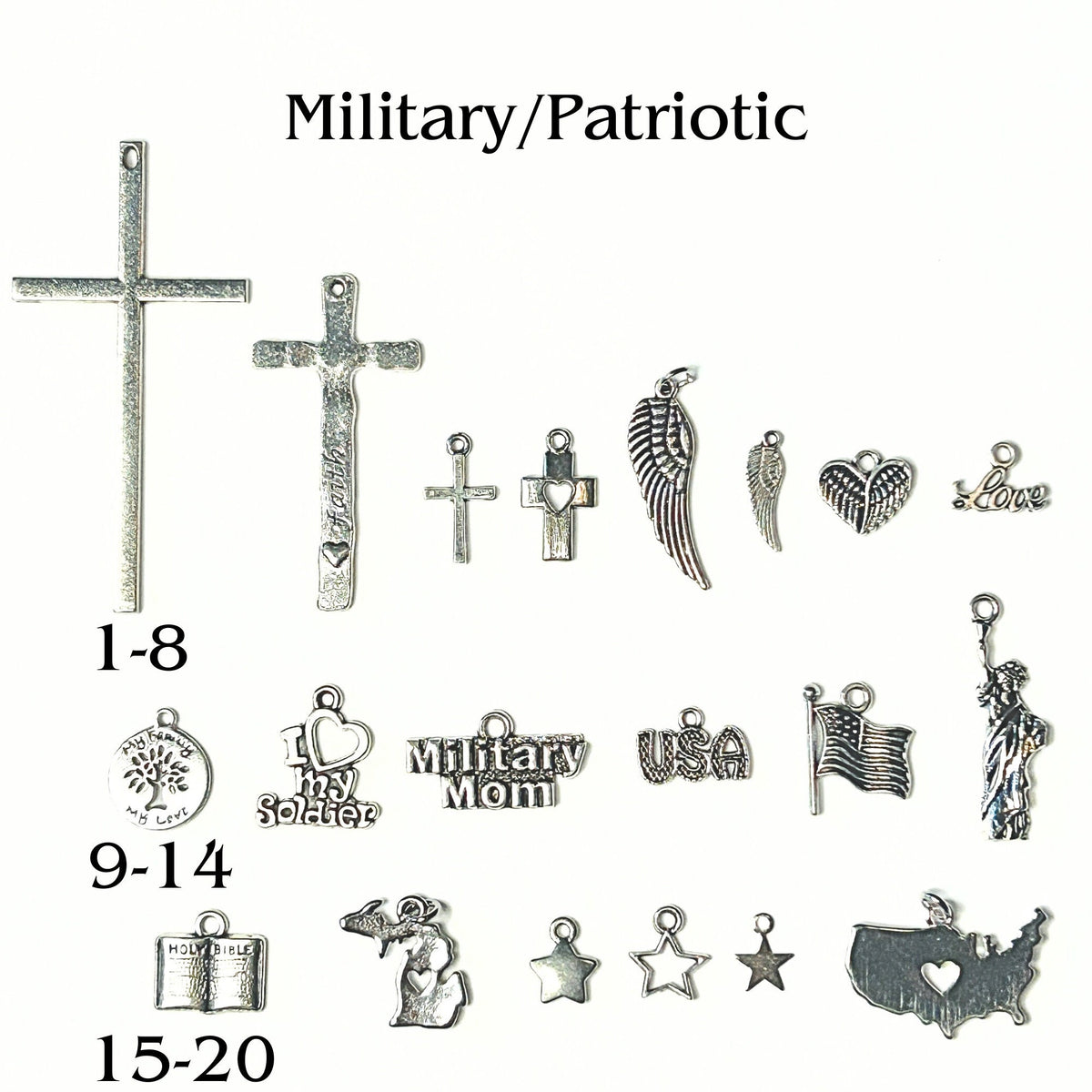 Add Ons - Military Charms, Silver Plated Charms, Charm Personalization