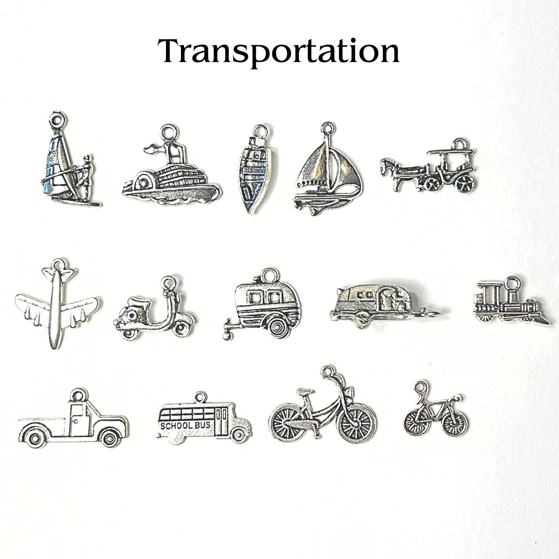 Add Ons - Transportation Charms, Silver Plated Charms, Charm Personalization