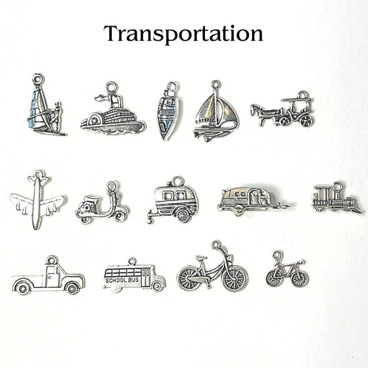 Add Ons - Transportation Charms, Silver Plated Charms, Charm Personalization