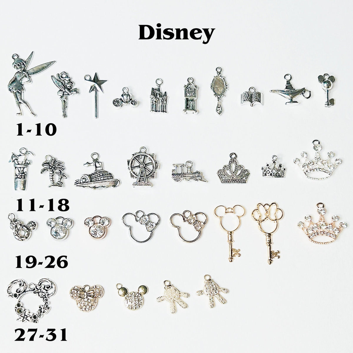 Add Ons - Disney Charms, Silver Plated Charms, Charm Personalization