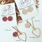 Gold Druzy Quartz Necklace and Earring Set/Valentines Jewelry Set/Heart Jewelry