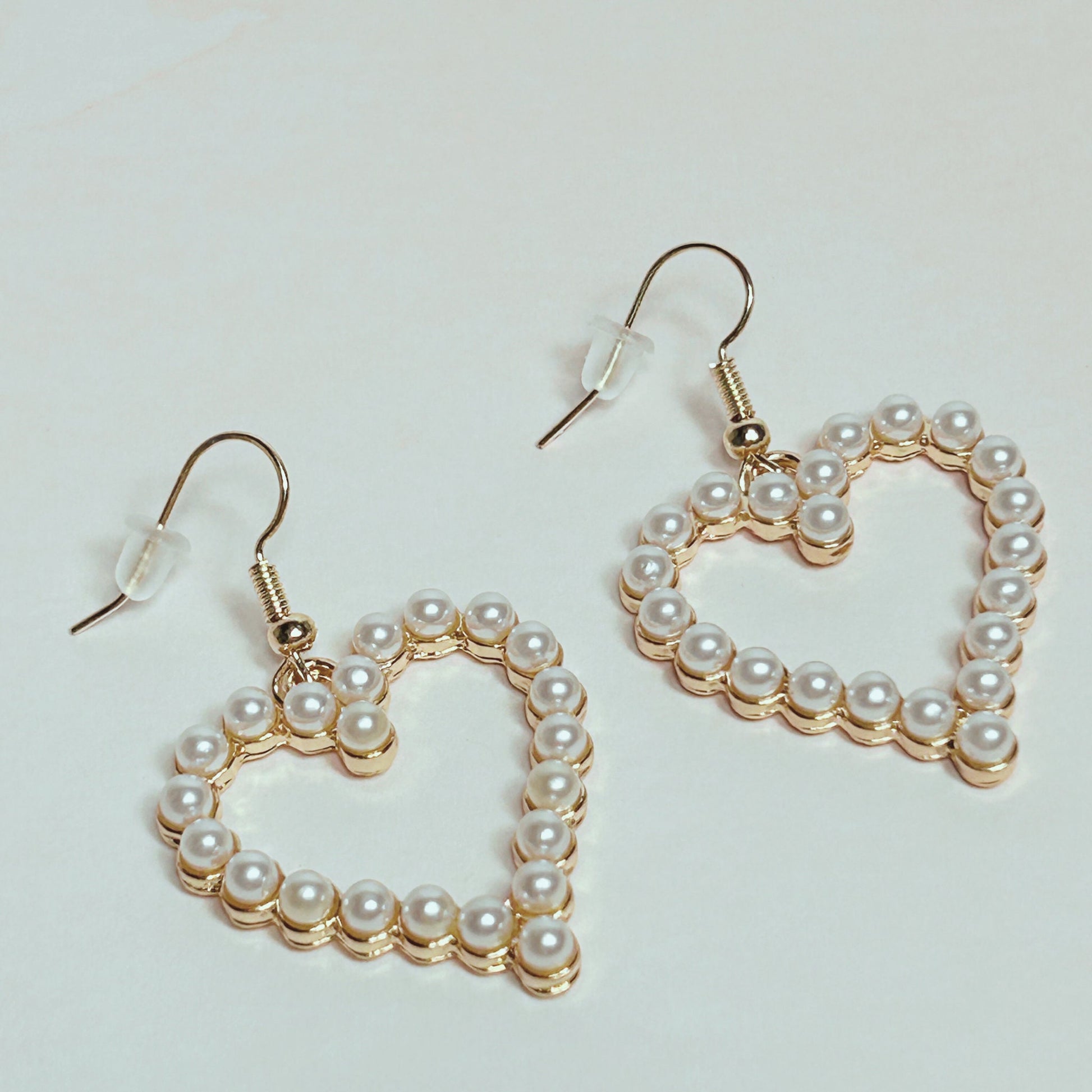 Pearl Heart Earrings, Gold Heart Earrings, Valentines Jewelry