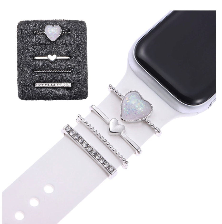 Heart Stackable Watchband Charms, Watch Bars, Watch Band Accessories, Apple Watch Bars, Unique Gift, Gift for Mom, Watch Jewelry